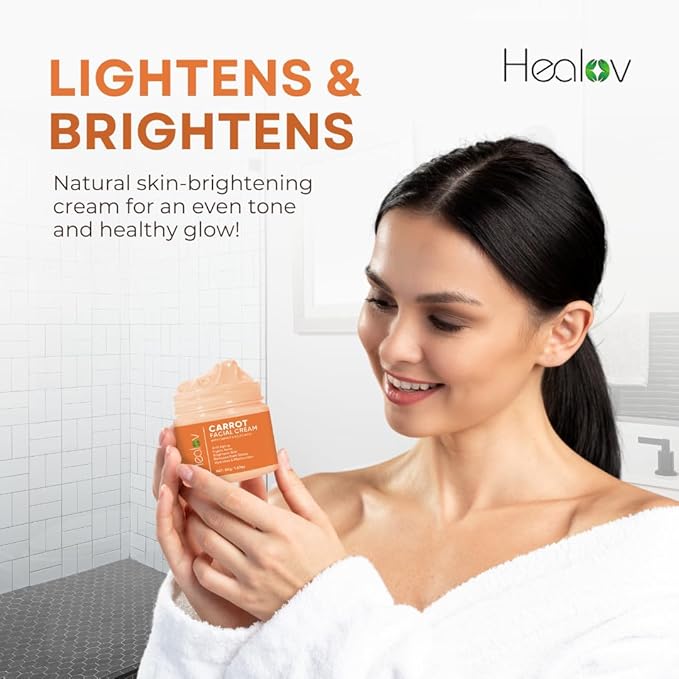 Healov Carrot Cream – Brightening Face & Body Cream for Dark Spots, Uneven Skin Tone & Dull Skin – Moisturizing Carrot Oil Lotion for Face, Underarms, Inner Thighs, Neck, Knees & Elbows