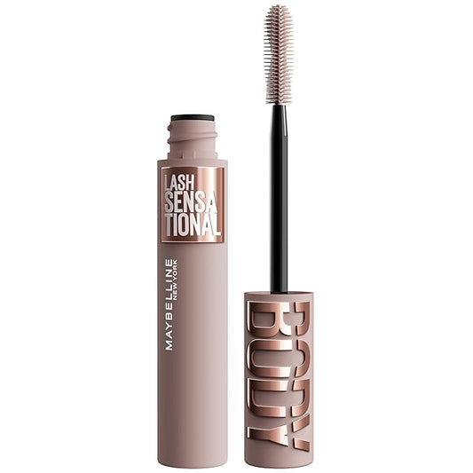 Maybelline Lash Sensational Body Washable Mascara, Volume and Length Formula for 24HR Lash Lift, Smudge and Clump-Resistant, Very Black