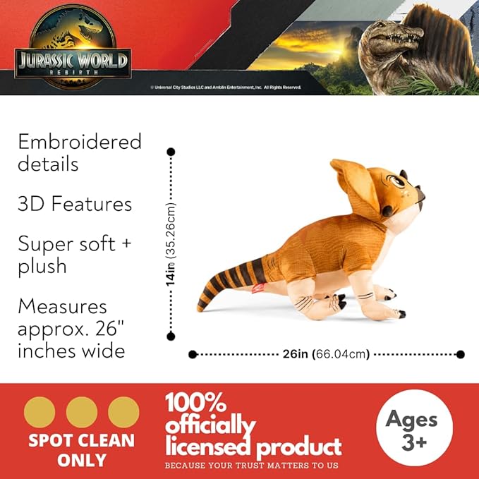 Jurassic World Rebirth Aquilops Dolores Cuddle Pillow, Kids Bedding Super Soft Plush Pillow, (Officially Licensed Product) by Franco
