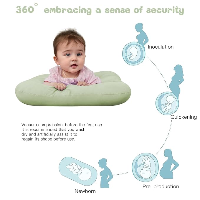 Baby Lounger for Newborn, Bionic Design Baby Lounger, Soft Organic Cotton Breathable Lounger for Infants 0-24 Months (Green)