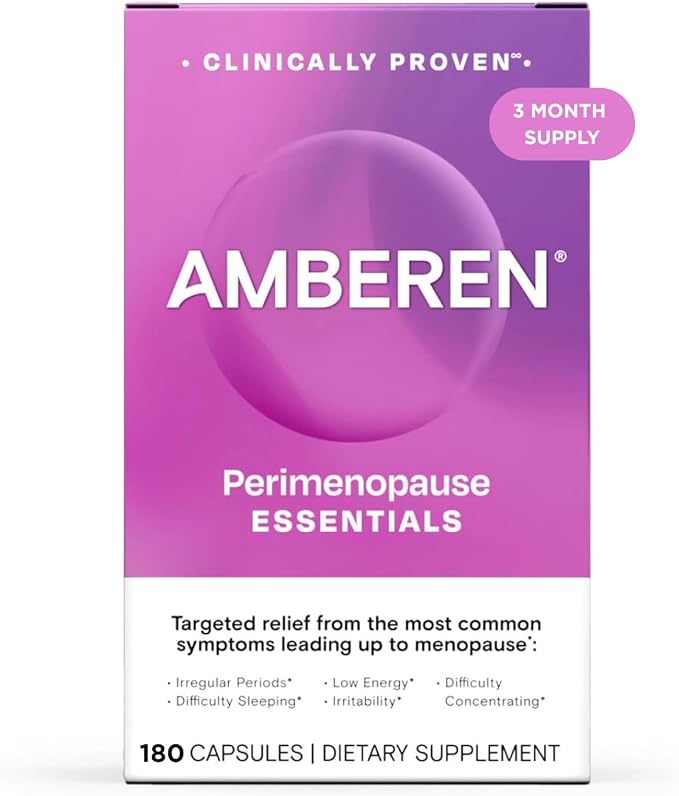 Amberen Perimenopause Supplement for Women, Clinically Proven – Helps Relieve Hot Flashes, Night Sweats, Irritability & Difficulty Sleeping, Helps Support Hormone Balance Hormone-Free, 90-Day Supply