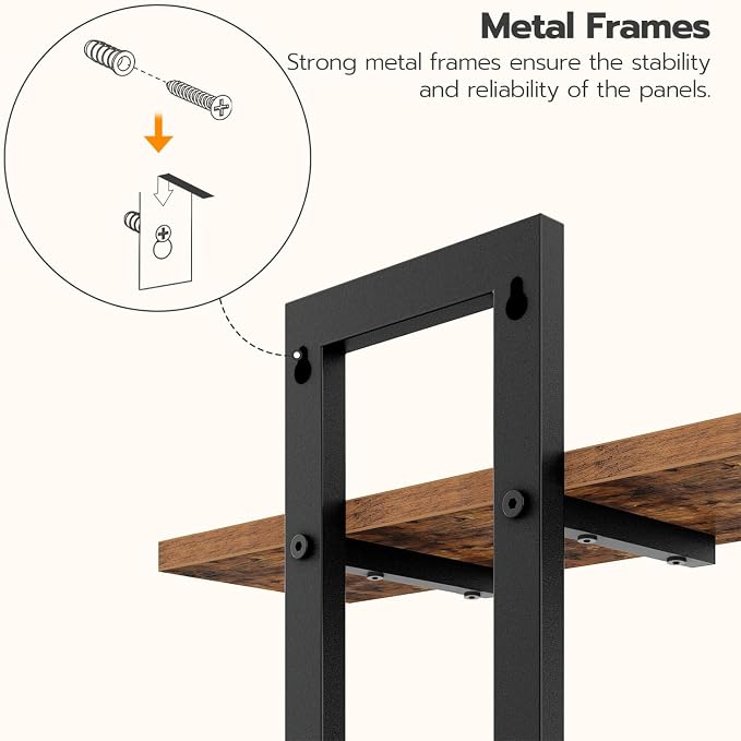 HOOBRO Floating Shelves for Wall, 15" Wall Shelf Set of 2, Wall Mounted Storage Shelves 2-Tier, Hanging Bathroom Shelves, for Living Room, Bedroom, Bathroom, Kitchen, Rustic Brown and Black BF32BJ01G1