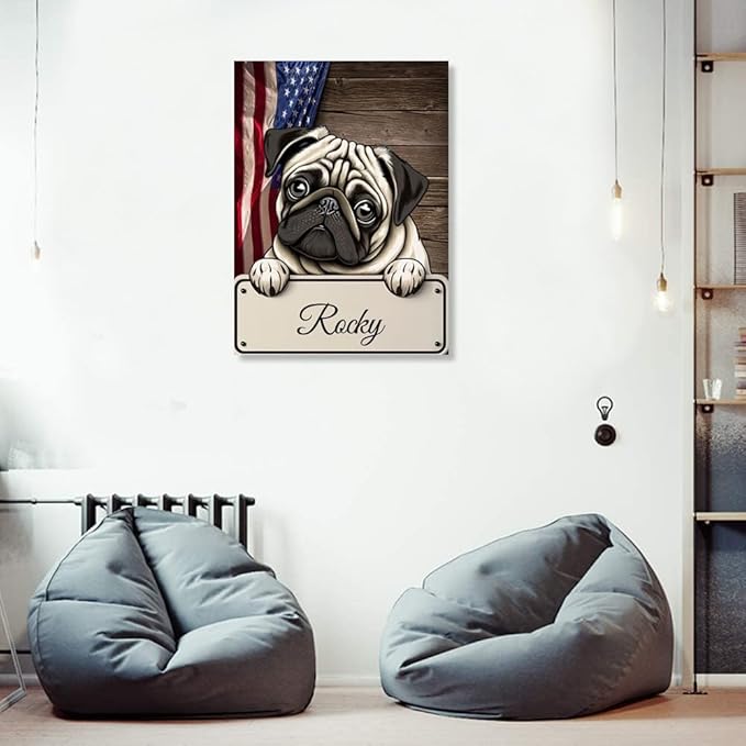 Custom Wooden Jigsaw Puzzles with Your Dog's Name on Pug Art Print - 300 500 1000PCS Puzzles Game and Home Wall Decor