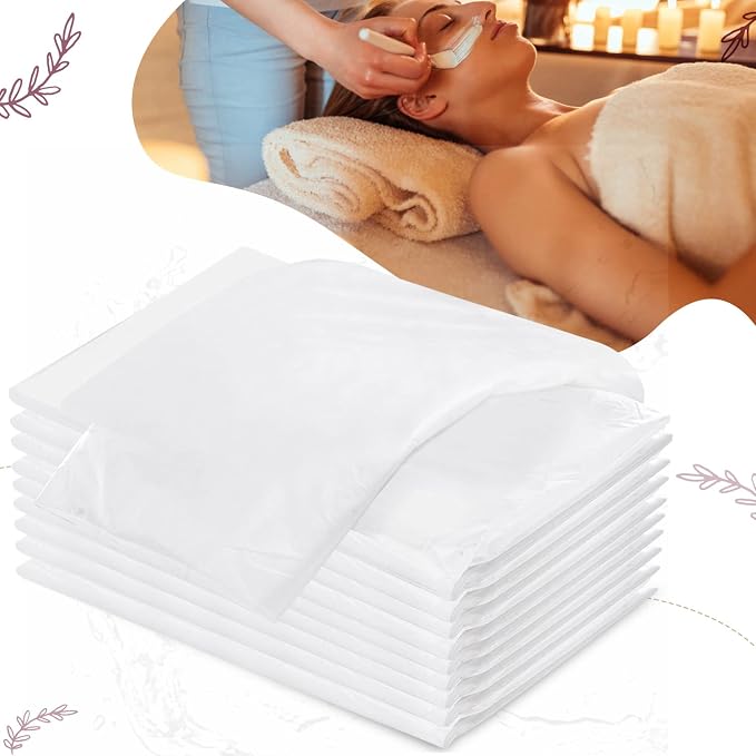 25PCS 84x35in Disposable Fitted Massage Table Sheets with Elastic, Breathable Disposable Massage Table Cover, Non Woven Fabric Spa Bed Covers, Single Use for Beauty Salon Wax Tattoo Facial Lash Bed