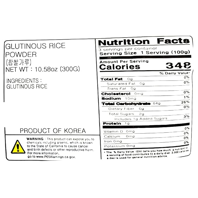 Premium Korean Sweet Rice Flour 100% Glutinous Rice Flour Sweet Rice Powder 찹쌀가루 300g