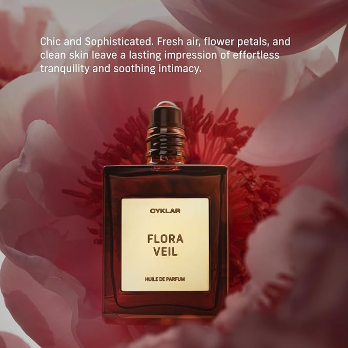 CYKLAR Perfume Oil for Skin – Flora Veil Scent – Fresh, Clean & Floral Perfume Fragrance with Raspberry, Peony & White Amber Notes – Travel-Friendly 15ml