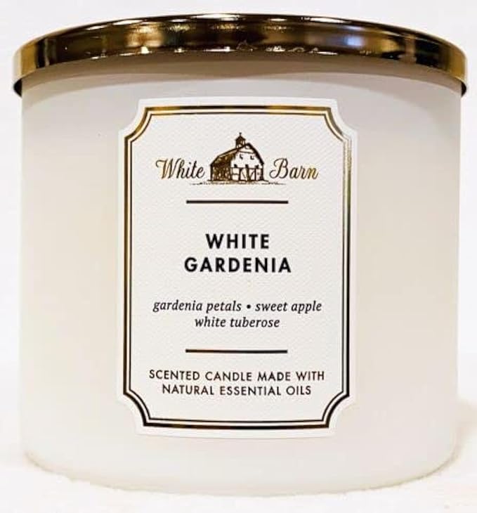 Bath & Body Works, White Barn 3-Wick Candle w/Essential Oils - 14.5 oz - New Core Scents! (White Gardenia)
