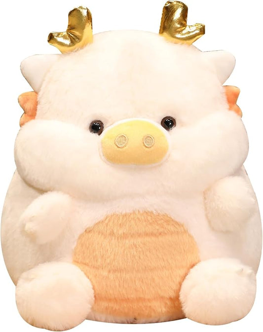 MUPI Cute Dragon Pig Plush Toy Kawaii Stuffed Animals Soft Dinosaur Plush Pillows for Girls Boys Kids Adults, Beige (11 Inch)