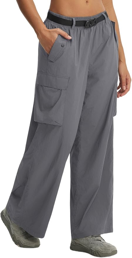 baleaf Women's Lightweight Hiking Pants Quick Dry Wide Leg Outdoor Pants for Women Travel Cargo Pants with Pockets
