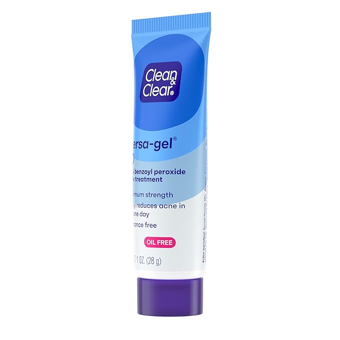 Clean & Clear Persa-Gel 10 Oil-Free Acne Spot Treatment with Maximum Strength 10% Benzoyl Peroxide, Topical Pimple Cream Visibly Reduces Acne in One Day, Fragrance-Free, 1 fl. oz (Pack of 4)