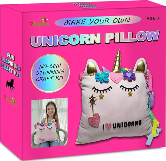 Unicorn Pillow Kit Arts and Crafts for Girls 3 4 5 6 7 8 9 10 11 12 Years Old (No Sew), DIY Unicorn Craft Supplies Plush Toy Stuffed Pillow, Best Kids Easter Present for Little Girls