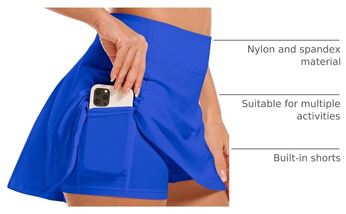 Stelle Women's Tennis Golf Skirts High Waisted with Pockets Inner Shorts for Athletic Skorts Sports Running Pickleball