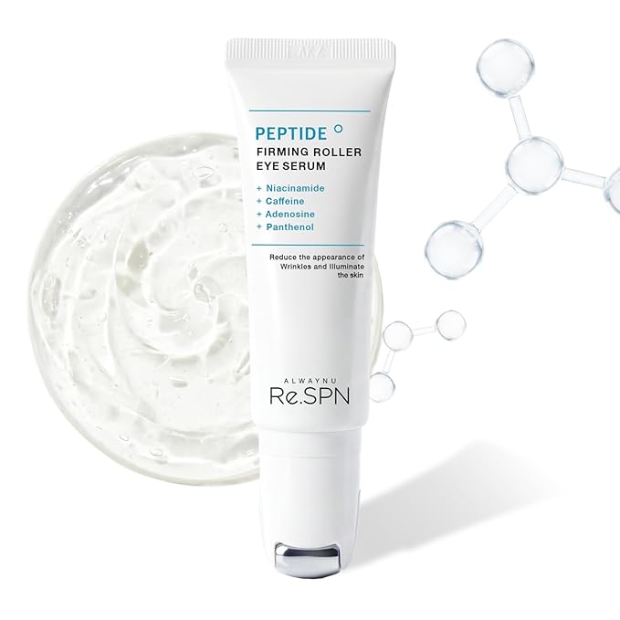 Re.SPN Peptide Firming Roller Eye Serum – For the Appearance of Tired Eyes - Hydrating Eye Care, Cooling Gua Sha Metal Applicator with Niacinamide, Vegan K-Beauty (0.67 fl oz)