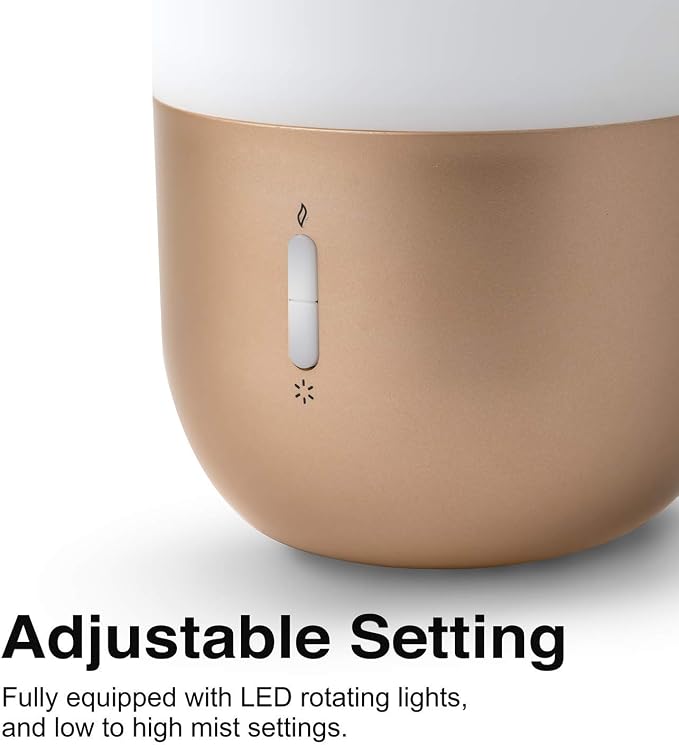 Design Accents Diffuser for Essential Oils - Ultrasonic Aroma Diffuser with 2 in 1 100ml and 500ml Dual Capacity, Matte Gold