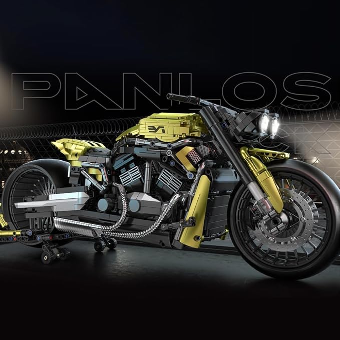 MISINI 672110 Dark Night Phantom Motorcycle Building Blocks Set 2427 PCS 1:5 V2 Technology Locomotive Model Bricks with LED Light, Ideal Gift for Men Teens (672110 Motorcycle)