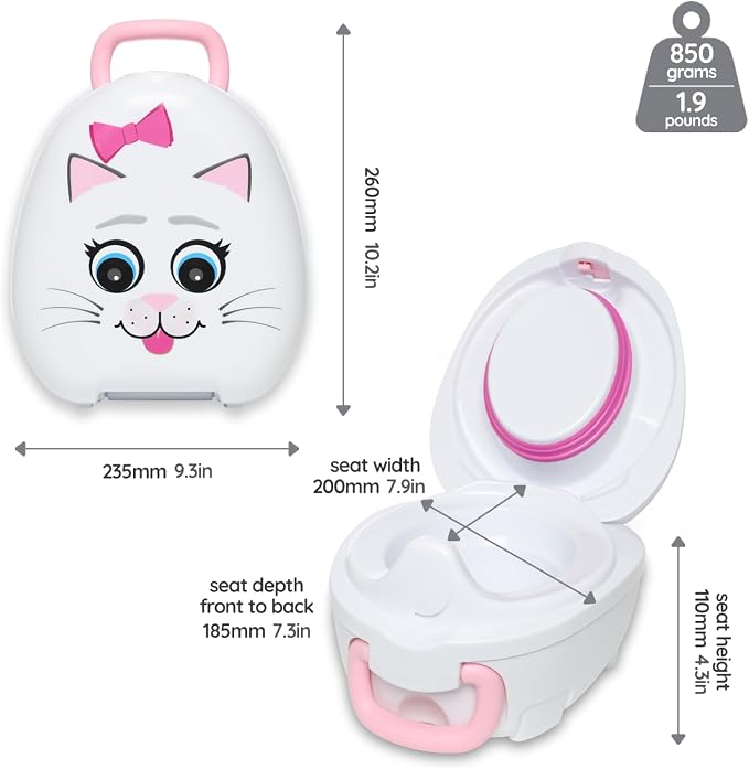 My Carry Potty - Cat Travel Potty, Award-Winning Portable Toddler Toilet Seat for Kids to Take Everywhere
