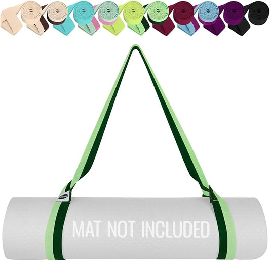 TECEUM Yoga Mat Strap – Extra Soft & Thick Cotton Carrier for All Mats | Adjustable Skin-friendly & Non-Slip Mat Holder Sling in 30+ Colors [Mat Not Included]
