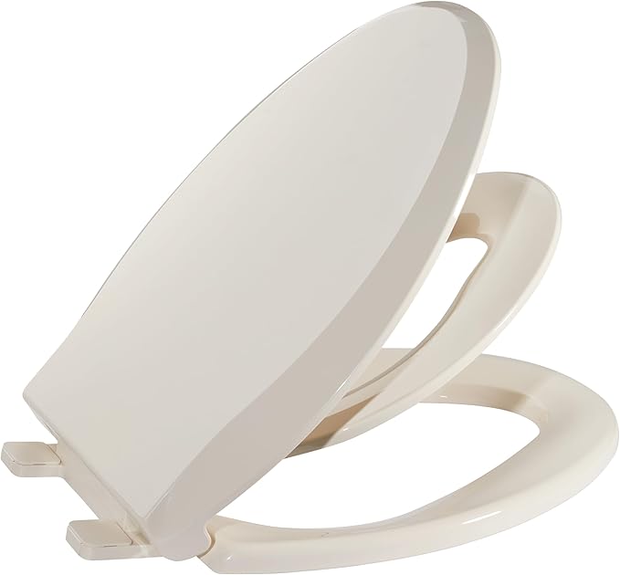 Toilet Seat Cover Elongated with Toddler Toilet Seat – Potty Training Toilets for Kids and Adults, Soft Close PP Toilet Seats with Built-in Child Seat, Almond