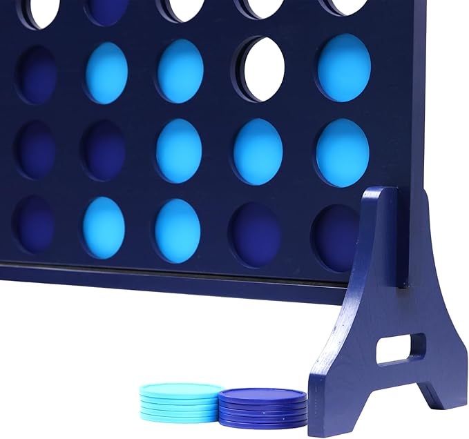Tailgating Pros Premium Navy Giant Four in a Row with Carrying Case - Jumbo Oversized Outdoor Yard Game - Connect Multiple Pucks in a Row to Win - Many Puck Colors Available!