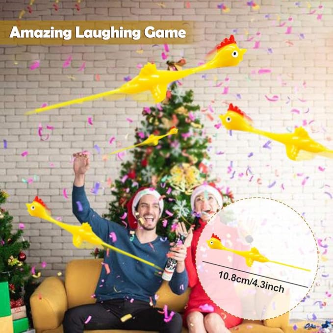 Slingshot Chicken Rubber Chicken Flick Chicken Flying Chicken Flingers Stress Gag Toys, Rubber Chicken Slingshot Funny Christmas Stuffers Easter Chicks Novelty Gifts for Kids (Yellow 10 Pcs)