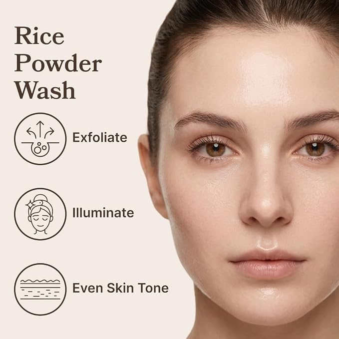 LE GUSHE New 2026 Rice Face Wash Powder Cleanser for Gentle Skin Exfoliation, Korean Skincare Enzyme Powder Face Wash, Foamy Rice Exfoliator for Skin, 40g