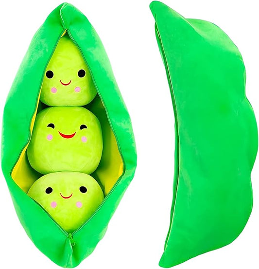 Giant Peas in A Pod Plush Toy Pea Pod Pillow Cute Pea Stuffed Toys Plant Doll Various Sizes (Green Beans,27.5''/70cm)