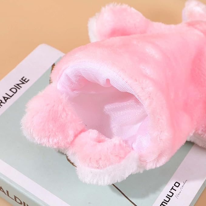 Bunny Hand Puppets Rabbit Plush Animals Toys for Kids Imaginative Pretend Play Storytelling (Pink)