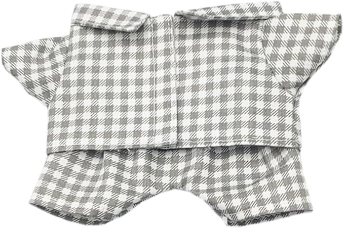 niannyyhouse 10cm 15cm 20cm Plush Doll Clothes Shirt Pants Multi-Color Plaid Pajama Set Doll Dressup (Gray, 10cm)