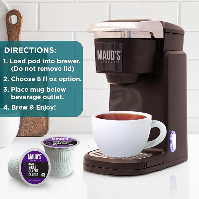 Maud's 9 Blend Organic Tea Pods Variety Pack, 48 ct, 9 Assorted Flavors, Single Serve Pods –100% Gourmet Blended Tea Leaves, Compatible with Keurig K Cups Maker