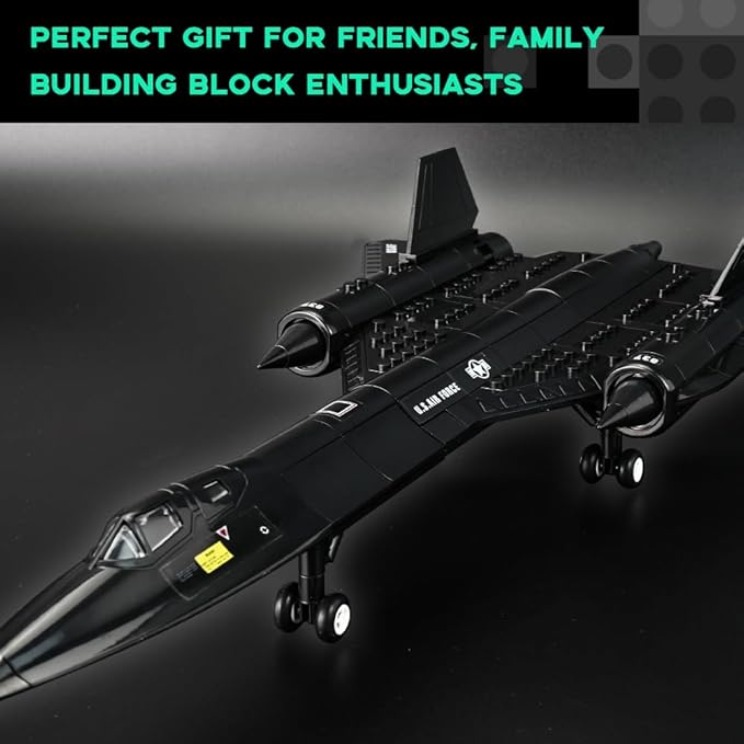 ArtorBricks SR-71 Reconnaissance Blackbird Airplane Military Building Set - 223 Piece Model Kit for Adults, Collectors & Hobbyists