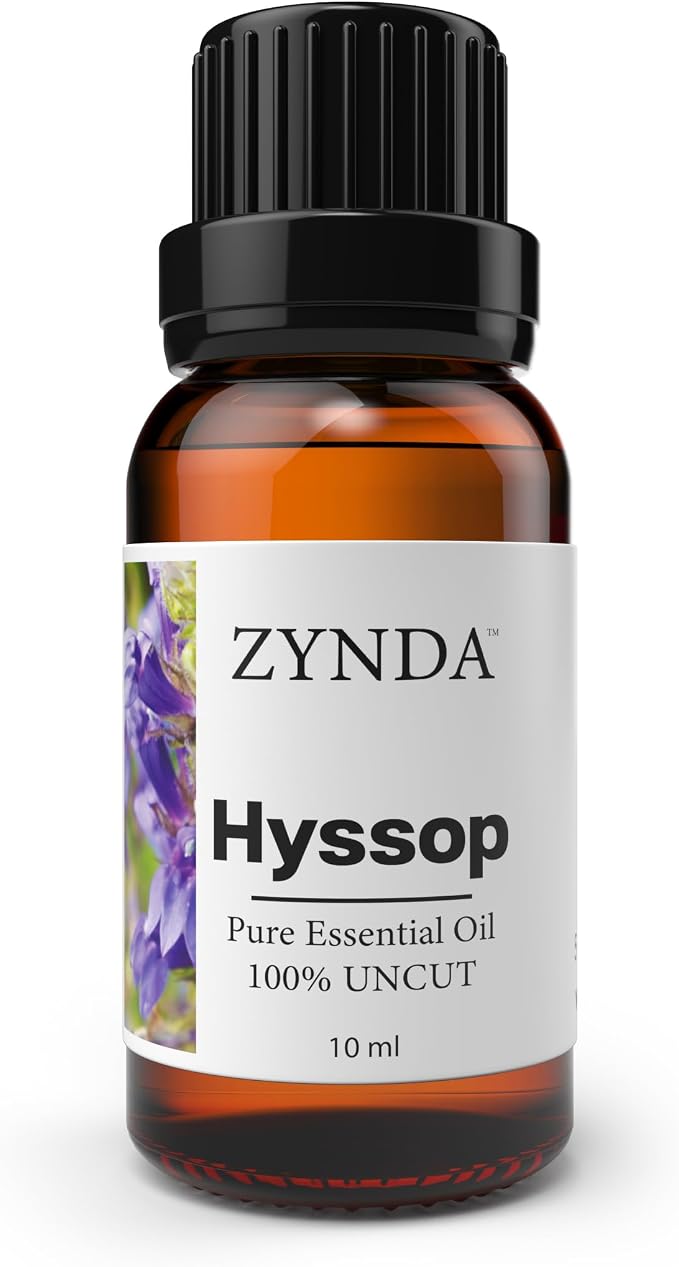Hyssop Essential Oil 100% Pure & Natural – Premium Aromatherapy Grade, Skin Oil & Muscular Relaxation Oil, 3rd Party Lab Tested (10ml)