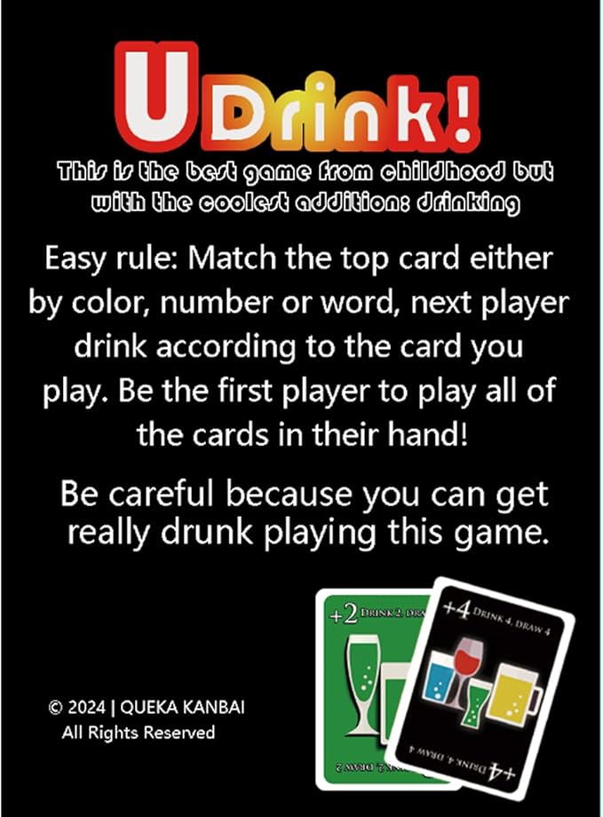 UDRINK! - The Drinking Game Cards for Adults, Fun & Easy Games for Adult Game Nights - Couple Games, Bachelorette Party Games to Get Buzzed Easily - 2024 New Edition -