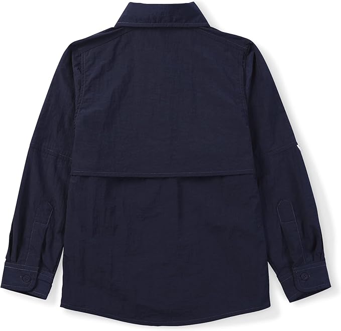 OCHENTA Boys' Button Down Long Sleeve Fishing Shirt Quick-Dry UV Sun Protection Outdoor Tops