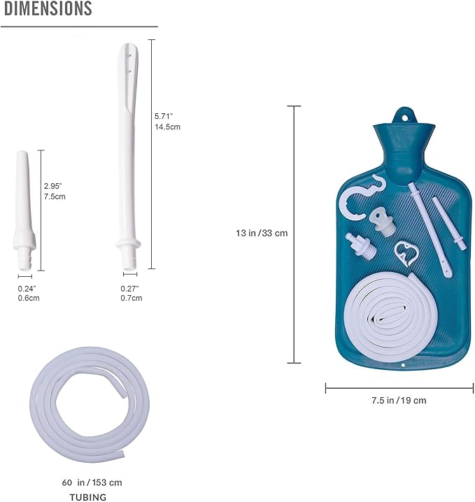 Enema Bag Kit 2 Quart Enema Bag with 5ft Long Hose, Multi-Size Tips and Controllable Water Flow Clamp for Colon Cleanse Enemas (Blue)