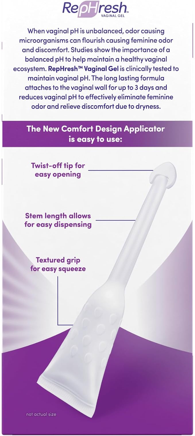 RepHresh Vaginal Gel 4ct (0.07oz) and Monistat 1 Day Yeast Infection Treatment for Women with 1 Tioconazole Ointment Applicator