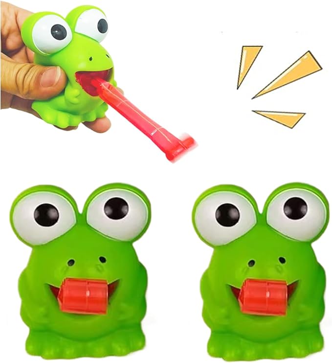 LBKKC Squeeze Stress Frog Toys,Tongue Sticking Out, Birthday Party Favor, Novelty Relief Squeeze Toys Gags Gifts for Kids Adults,Sensory Toy, 2 Pack