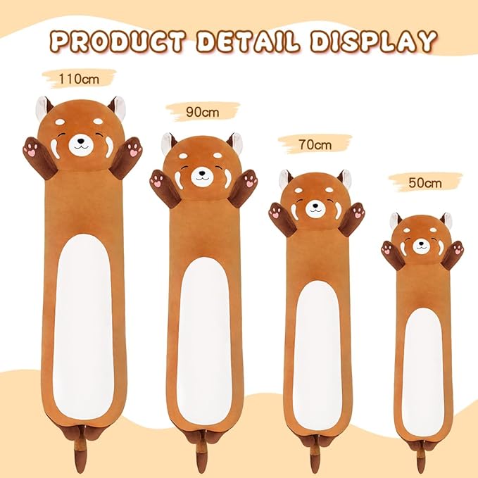 Cute Long Raccoon Plush Toy, Soft Hugging Pillow, Kids Gift (Orange, 90cm/35.4inch)