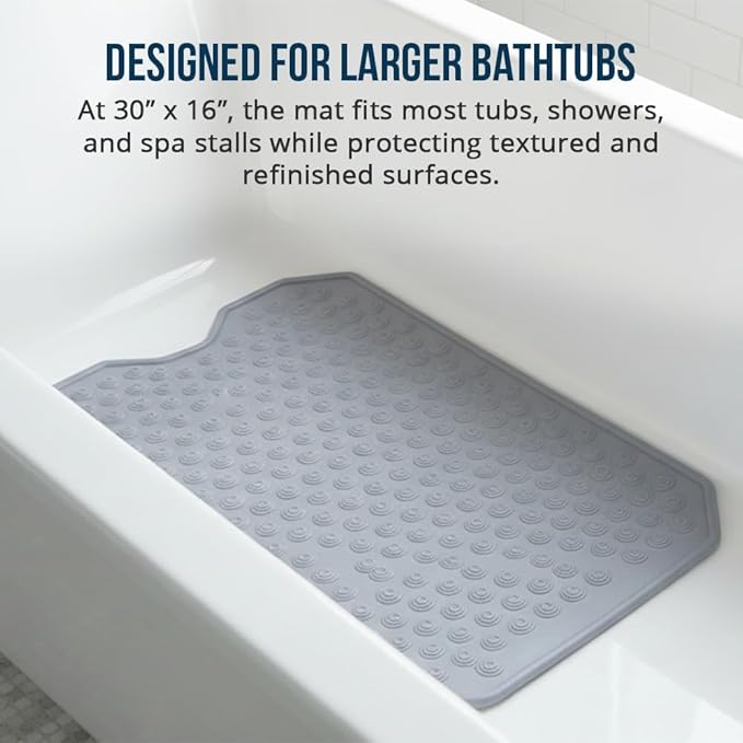 The Original Refinished Bathtub Mat - No Suction Cup Bath Mat, Designed for Textured and Refinished Bathtubs Made of Rubber Not Cheap Plastic, Great for Children and Elderly (Pink)