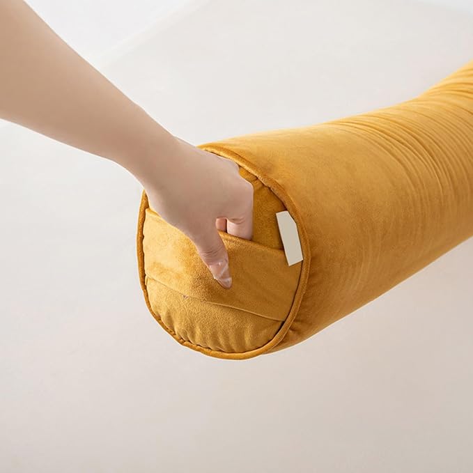 Body Pillow Yoga Bolster Round Cylindrical Pillow Long Dutch Velvet Cushion with Removable Washable Cover for Side Sleepers Meditation and Bedroom Decor(Yellow,100cm/39in)