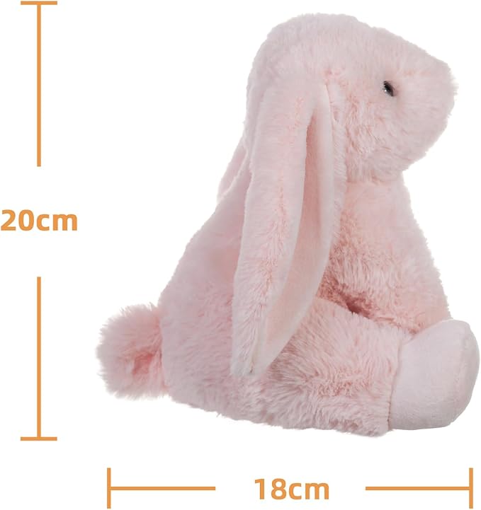 Apricot Lamb Toys Plush Indy Pink Bunny Rabbit Stuffed Animal with Fluffy Soft Ears (Indy Pink Bunny, 8 Inches)