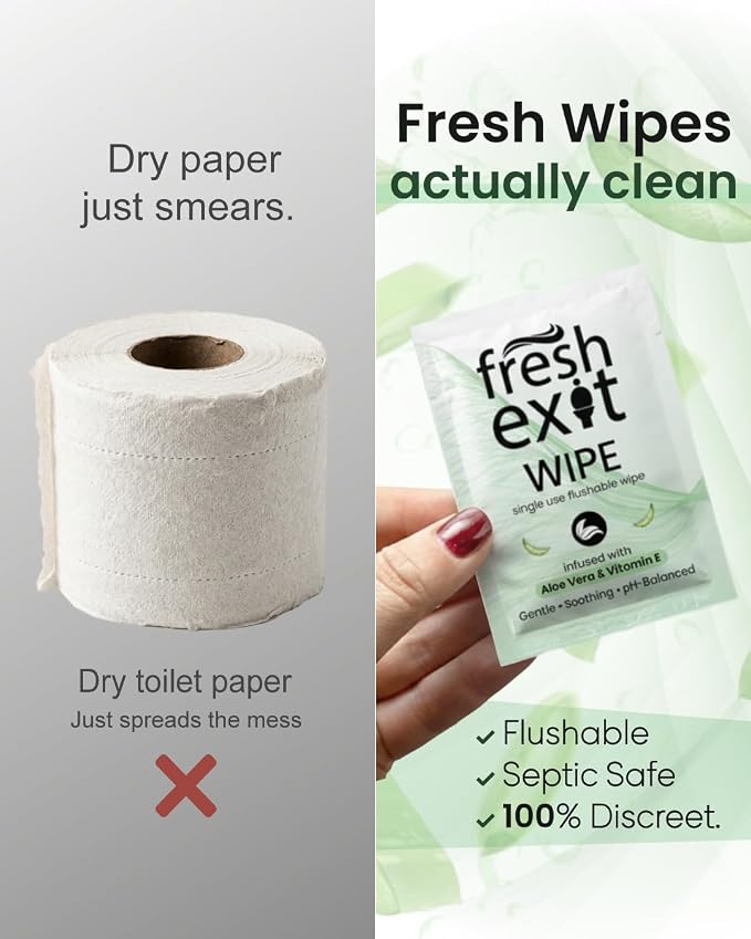Flushable Wipes for Adults – 36 Individually Wrapped Biodegradable Wet Wipes, Travel Size, Extra-Large Unscented, hypoallergenic – Feminine Hygiene & Personal Care Wipes