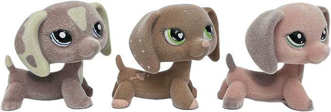 3pcs/Set Custom Flocked Pet Shop Toys Short Hair Cat Kitten Collie Great Dane Cocker Spaniel Dachshund Puppy Dog OOAK Compatible with LPS (#2046 and #556 and #1631)