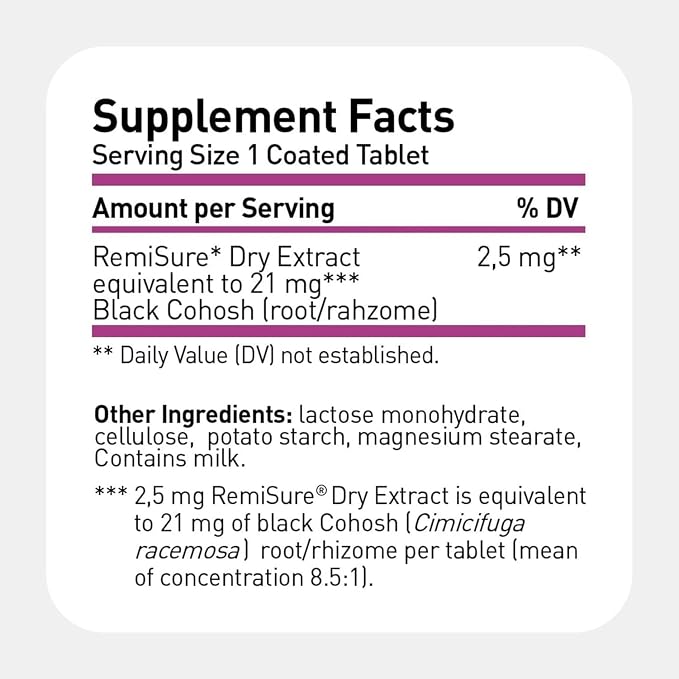 Remifemin Menopause Symptoms Relief - Clinically Proven Ingredients - Menopause Supplements - Black Cohosh - Estrogen-Free - Made in Germany - 120 Tablets