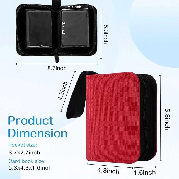 1 Pocket Card Binder – Collectible Trading Card Album, Single Card Holder with 20 Pages, Holds 40 Cards, Side-Loading Mini Binder for TCG, MTG, Sports, Baseball, Football, Small Sports Card Book,Red