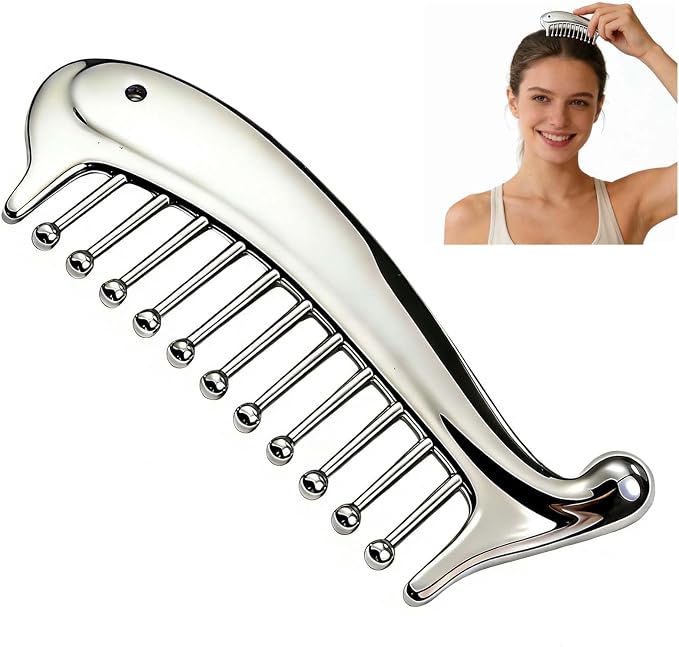 Gua Sha Tool For Face, Metal Gua Sha Comb For Scalp Massage & Scalp Gua Sha | Fixed Massage Points For Deep Scalp Massage & Head Gua Sha. Portable Massage Comb For Women, Relax Anytime At Home & Office
