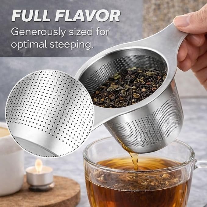 Infuser for Loose Leaf Tea, Stainless Steel Tea Infuser，Loose Leaf Tea Steeper Strainer with Double Handles, Extra Fine Mesh Ball Infusers, Diffuser Holder Filter for Mugs (Stainless material 2 Pcs)