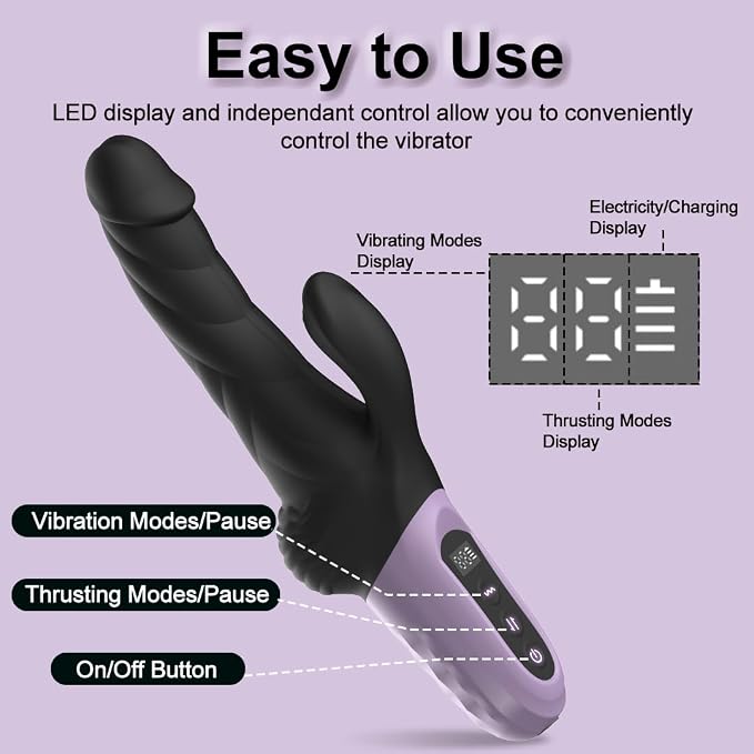 Thrusting Dildo Rabbit Vibrators G Spot Clit Vibrator, 9 Thrust & Vibrate