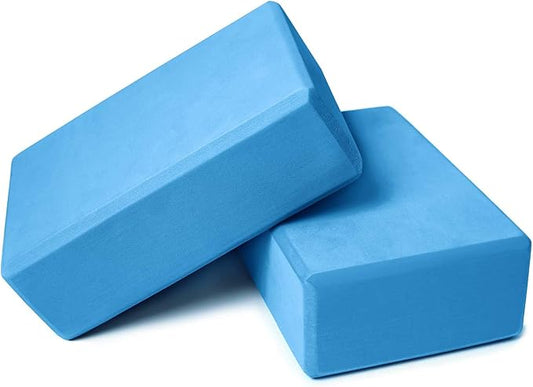 Yoga Blocks 9x6x3, 2 Pack High Density Yoga Brick Foam Blocks to Improve Strength, Flexibility and Balance, Light Weight and Non-Slip Surface, Pilates and Meditation (Gemstone Blue)