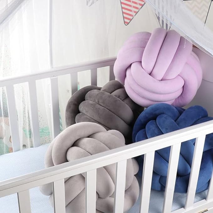Knot Pillow Ball Round Cushion Pillows, Children Room Decoration Plush Toys Calming Stress Relief Toy (Dark Blue,8.5in/22cm)