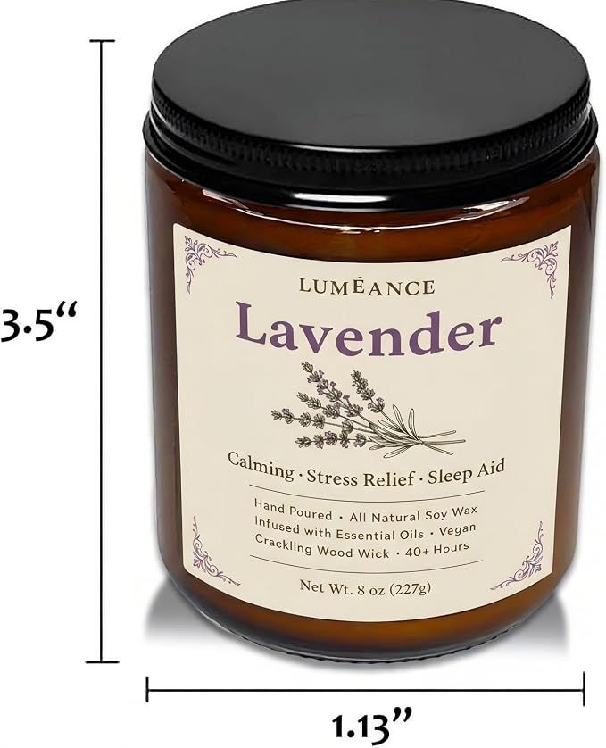Chai Latte Candles for Aromatherapy, Hand Poured in Small Batches, 8oz Crackling Wood Wick Candle, 40+ Hours, 100% Soy Wax with Essential Oils, Home Decor Gift